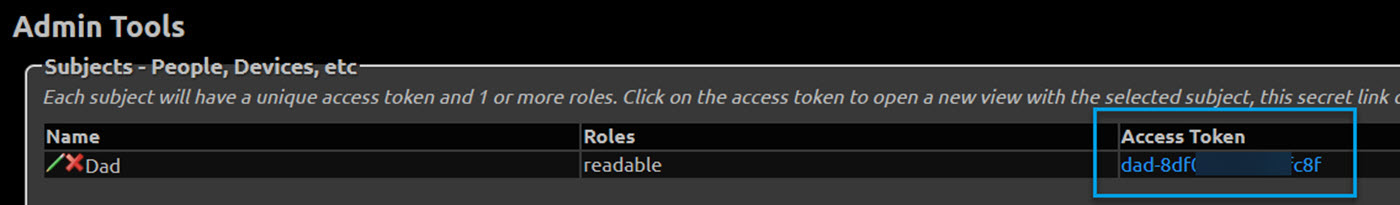 Access Token for Role Dad
